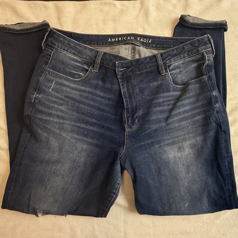 American Eagle Plus Size Women's Dark Wash Distressed Jeans